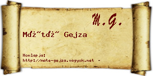 Máté Gejza névjegykártya